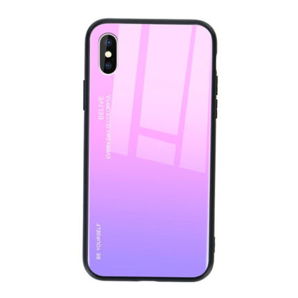 Xiaomi Redmi Note 9S Gradient Hoesje - TPU en 9H Glas - Shockproof Glossy Case Cover Cas Roze