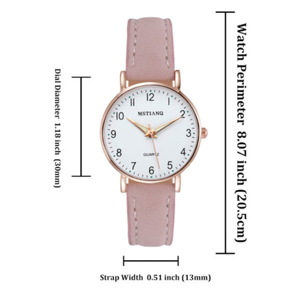 Minimalistisch Horloge voor Dames - Modieus Kwarts Uurwerk Vrouwen Lichtgevend Leer Bandje Roze