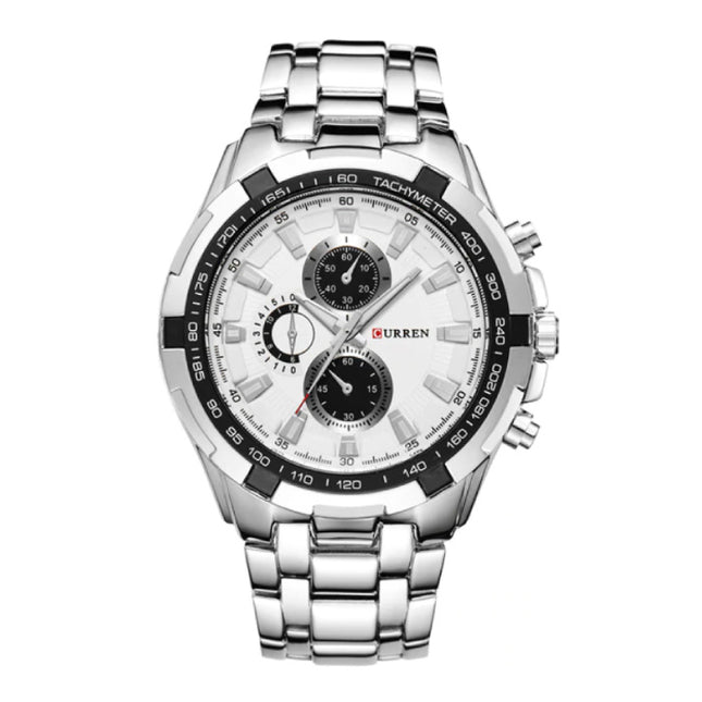 Staal Horloge voor Heren - Leren Bandje Anoloog Luxe Uurwerk voor Mannen Kwarts