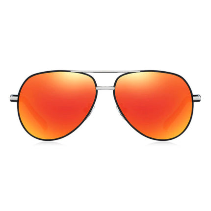 Vintage Shades Zonnebril - Roestvrij Staal Legering Pilotenbril met UV400 en Polarisatie Filter voor Mannen - Oranje-Zwart