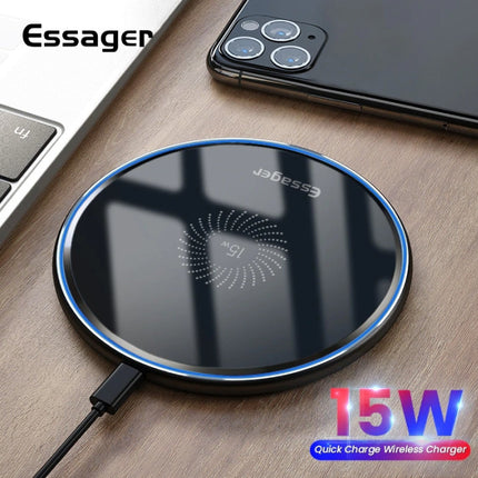 15W Qi Universele Draadloze Oplader - 2A Snelladen Wireless Charging Pad Wit