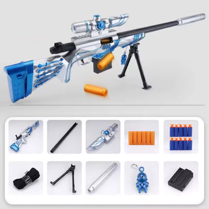 Soft Shell Bullet Sniper - M24 Model Speelgoed Foam Shooter - Blauw