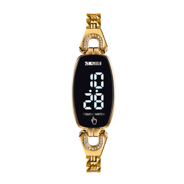 Diamant Horloge voor Vrouwen - Digitaal LED Uurwerk Touch Screen Waterdicht Goud