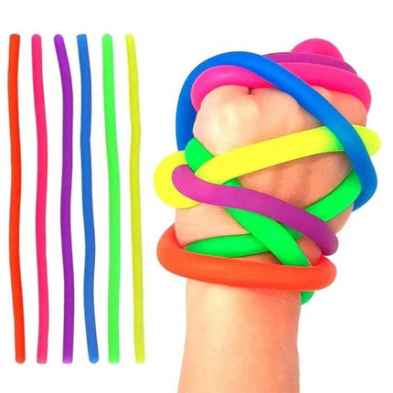 6-Pack Noodle Strings - Rekbaar Fidget Anti Stress Pop It Speelgoed Bubble Toy Siliconen Monkey Noodles Willekeurige Kleur