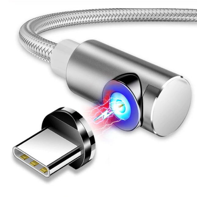 USB 2.0 - Micro-USB Magnetische Oplaadkabel 2 Meter Gevlochten Nylon Oplader Data Kabel Data Android  Zilver 