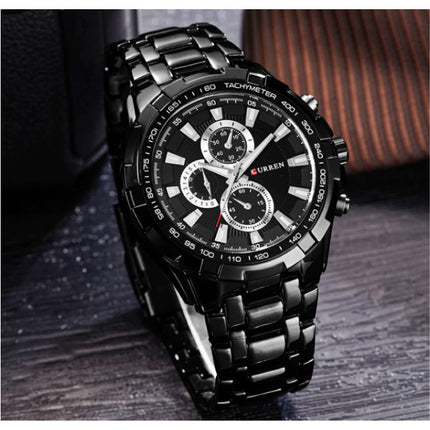 Staal Horloge voor Heren - Leren Bandje Anoloog Luxe Uurwerk voor Mannen Kwarts