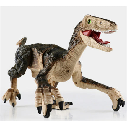 RC Velociraptor Dinosaurus met Afstandsbediening - Speelgoed Bestuurbaar Robot Zwart-Beige
