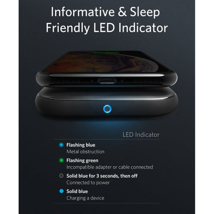 Powerwave Base Pad - Draadloze Oplader Fast Charge Qi Universele Oplader 10W LED Indicator Wireless Charging Zwart