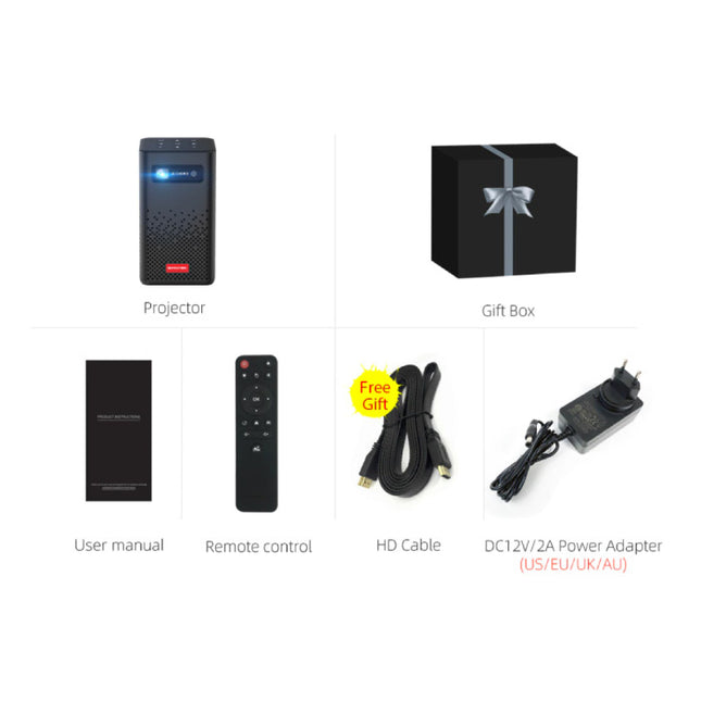 P20 LED Mini Projector met 5200mAh Batterij - Beamer Home Media Speler Zwart