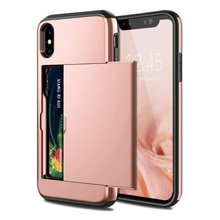 iPhone XS Max  - Wallet Card Slot Cover Case Hoesje Business Roze