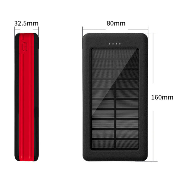 Solar Powerbank met 4 Uitvoer/3 Invoer Poorten 80.000mAh - Ingebouwde Zaklamp - Externe Noodaccu Batterij Oplader Charger Zon Zwart
