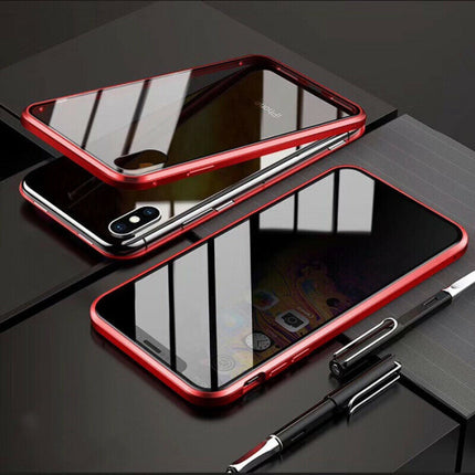 iPhone 7 Plus Magnetisch 360° Hoesje met Tempered Glass - Full Body Cover Hoesje + Screenprotector Rood