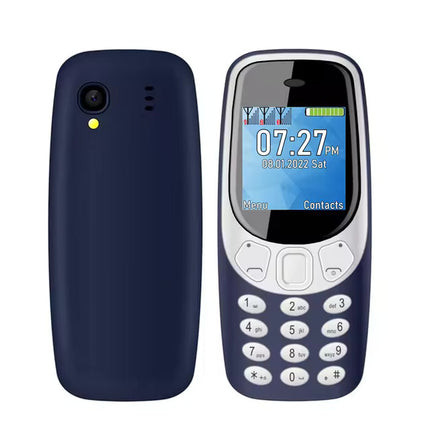 Q3308 Mini Telefoon - 1.33 inch HD Scherm - Dual SIM - 600mAh Batterij - Dumphone GSM - Blauw