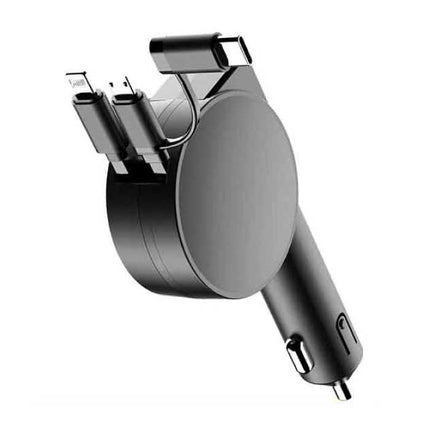 XJ08 3 in 1 USB Autolader/Carcharger voor iPhone Lightning / USB-C / Micro-USB met 60W Fast Charging - Rood