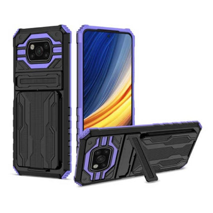 Xiaomi Poco M3 - Armor Card Slot Hoesje met Kickstand - Wallet Cover Case Paars