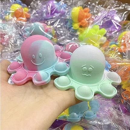 Pop It Octopus - Dubbele Kleur - Fidget Anti Stress Speelgoed Bubble Toy Siliconen Paars-Blauw