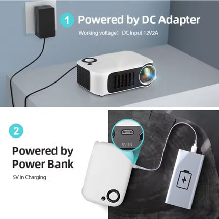 A2000 Mini Projector - 1000 Lumen - Screen Mirroring Beamer Home Media Speler - Wit