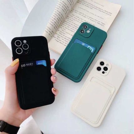 iPhone 12 Kaarthouder - Wallet Card Slot Cover Hoesje Paars