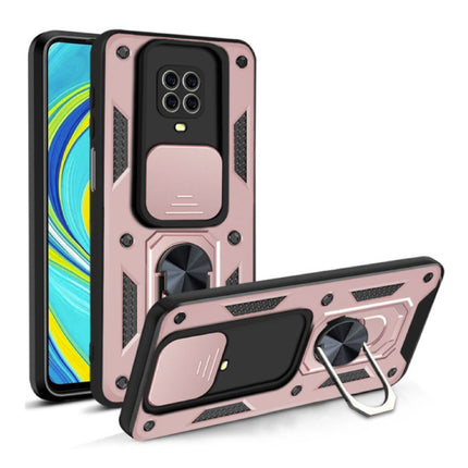 Xiaomi Redmi Note 10 Pro - Armor Hoesje met Kickstand en Camera Slide - Magnetische Pop Grip Cover Case Roze