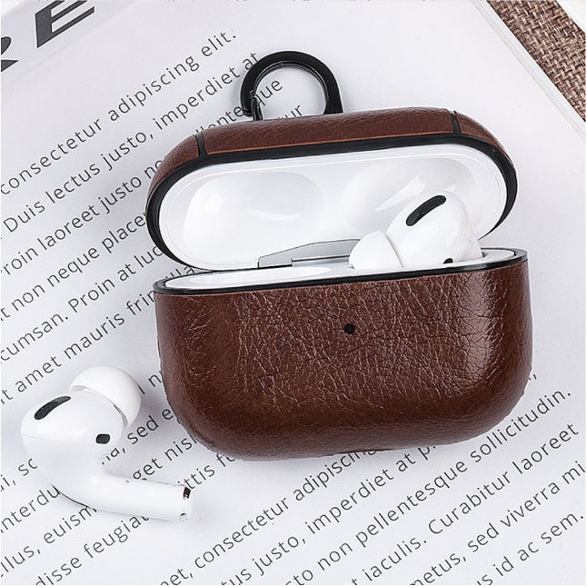Leren Luxe Hoesje voor AirPods Pro - Leather Skin AirPod Case Cover - Bruin