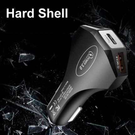 Turbo Autolader met 3 Poorten - Quick Charge 3.0 Oplader Auto Lader Zwart