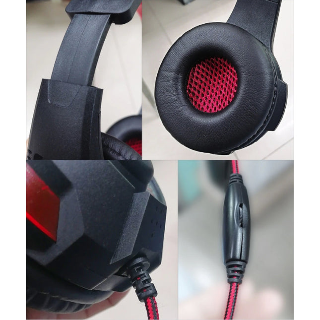 D5 Gaming Headset 3.5mm AUX Aansluiting - Comfortabele Koptelefoon met Microfoon Rood