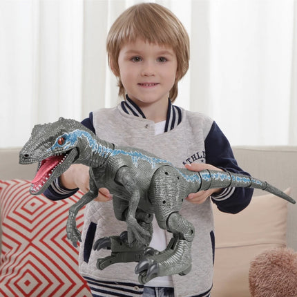 XL RC Velociraptor Dinosaurus met Afstandsbediening - Bestuurbaar Speelgoed Robot Raptor Blauw-Grijs