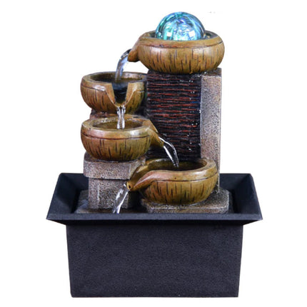 Mini Sier Waterval Feng Shui - LED Fontein Decor Ornament Lichtbruin