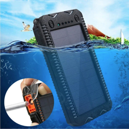 Solar Powerbank met 2 Poorten 80.000mAh - Ingebouwde Zaklamp en Aansteker - Externe Noodaccu Batterij Oplader Charger Zon Wit