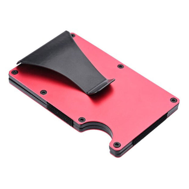 Aluminium Carbon Fiber Wallet - Portemonnee Portefeuille Pasjeshouder Krediet Kaart Geld Clip - Rood