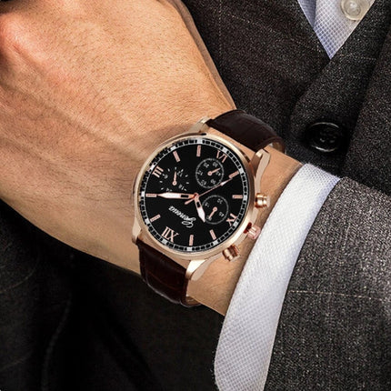 Luxe Heren Horloge - Kwarts Uurwerk Leren Bandje Zilver Zwart