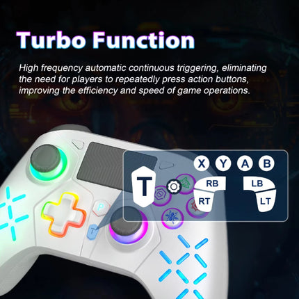 RGB Gaming Controller voor PS5 / PS4 / PC - Draadloze Gamepad met Vibratie - Wit