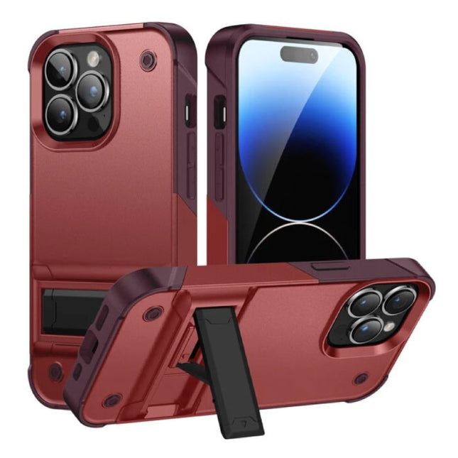 iPhone 16 Pro Max Armor Hoesje met Kickstand - Shockproof Cover Case - Rood