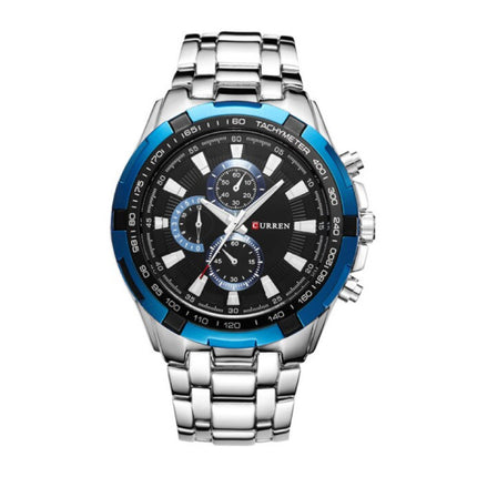 Staal Horloge voor Heren - Leren Bandje Anoloog Luxe Uurwerk voor Mannen Kwarts