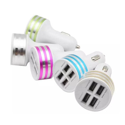 High-Speed Quad 4x USB Port Autolader/Carcharger 5V - 4.1A Zilver