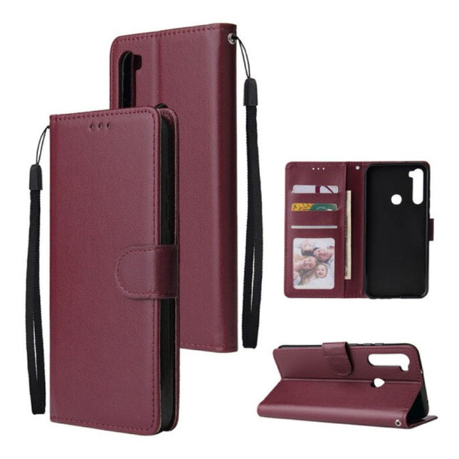 Xiaomi Redmi Note 8 Leren Flip Case Portefeuille - PU Leer Wallet Cover Cas Hoesje Bordeaux