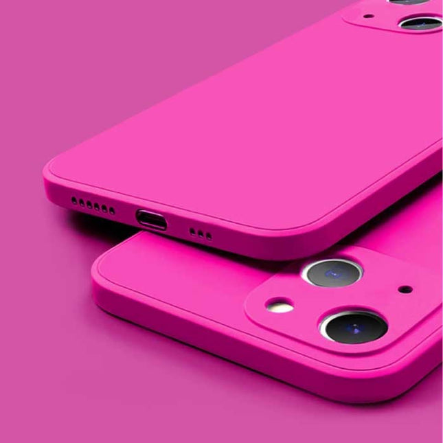 iPhone 14 Pro Square Silicone Hoesje - Zachte Matte Case Liquid Cover Roze