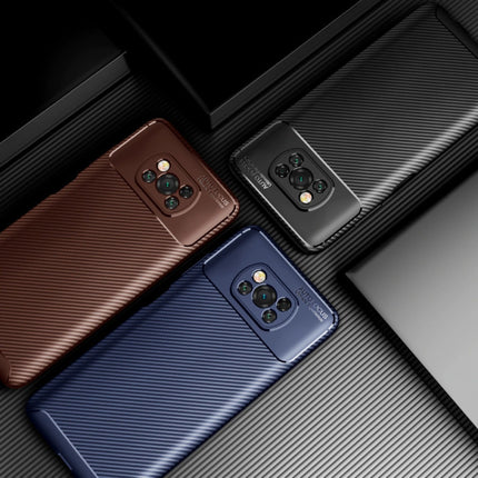 Xiaomi Redmi 9 Hoesje - Carbon Fiber Textuur Shockproof Case Rubber Cover Blauw