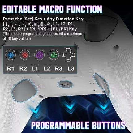 RGB Gaming Controller voor PS5 / PS4 / PC - Draadloze Gamepad met Vibratie - Zwart