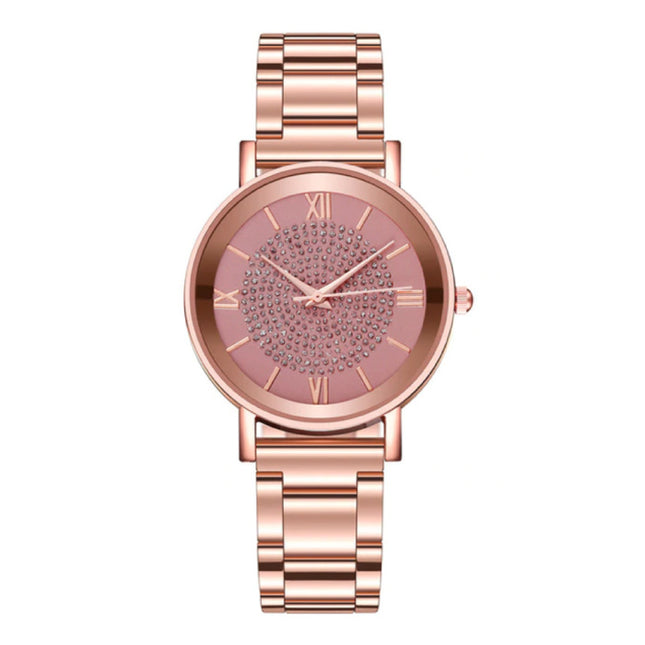 Horloge Luxe Dames - Anoloog Kwarts Uurwerk voor Vrouwen Roze