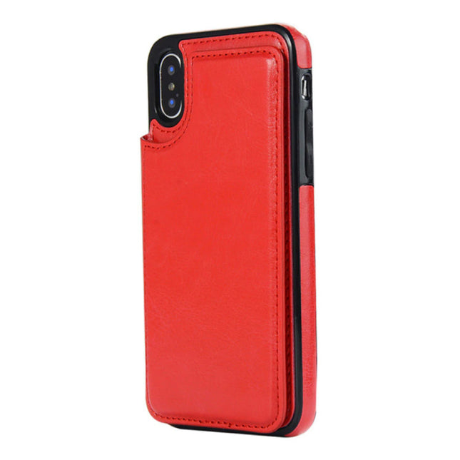 Retro iPhone 8 Plus Leren Flip Case Portefeuille - Wallet Cover Cas Hoesje Rood