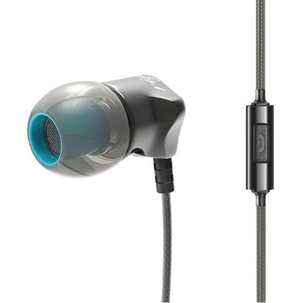 DM7 Oordopjes met Microfoon en Controls - 3.5mm AUX Oortjes Volumebeheer Wired Earphones Oortelefoon Zwart