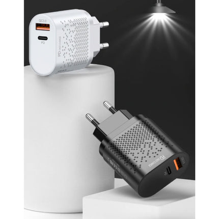 2-Poort  USB Oplader - 36W PD Fast Charging / Quick Charge 3.0 - Muur Stekkerlader Wallcharger AC Thuislader Adapter Wit