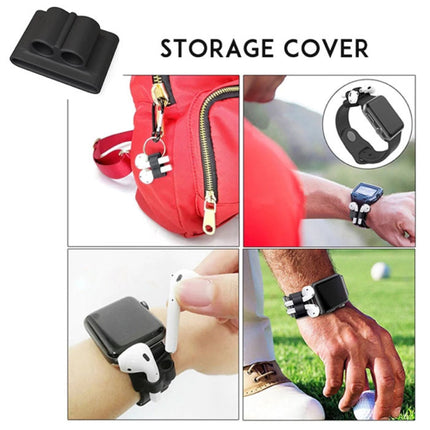 6 in 1 Kit voor AirPods 1 / 2 Zwart - Hoesje / Anti-Lost Strap / Karabijnhaak / Opbergdoosje / Draagband / 2x Stofkap 