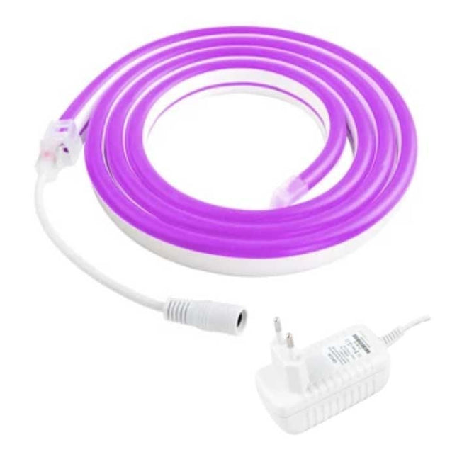 Neon LED Strip 4 Meter - Flexibele Verlichting Tube met Stekker Adapter 12V Waterdicht Paars