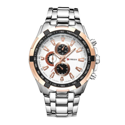 Staal Horloge voor Heren - Leren Bandje Anoloog Luxe Uurwerk voor Mannen Kwarts