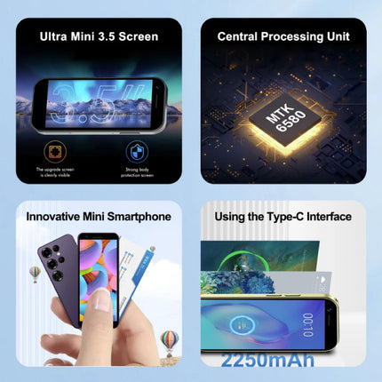 S24U Mini Smartphone - 2 GB RAM - 16 GB Opslag - Dual SIM - 2250mAh Batterij - Zwart