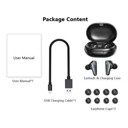 Draadloze Oortjes - TWS Oordopjes Bluetooth 5.0  Wireless Ear Buds Earphones Oortelefoon Zwart