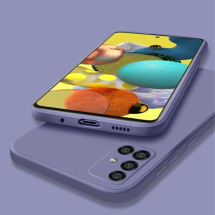 Samsung Galaxy A42 Square Silicone Hoesje - Zachte Matte Case Liquid Cover Donkerpaars
