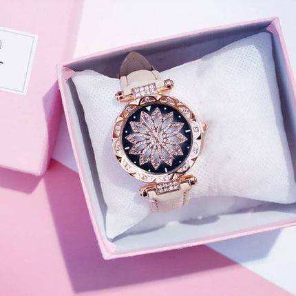 Starry Sky Horloge Dames - Luxe Anoloog Kwarts Uurwerk voor Vrouwen Beige